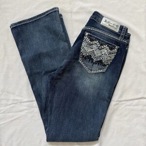 Grace in LA jeans Womens sz 31 embellished pockets aztec lace denim bootcut